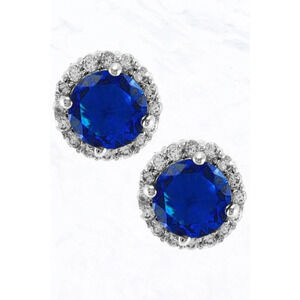 Cluster Cubic Zirconia Montana Blue Stud Earrings
